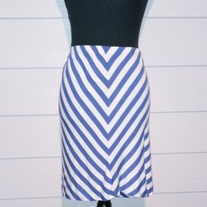 Merona Cute And Flirty Blue And White Chevron Stripe Elastic Waist Full Skirt